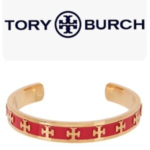 Tory Burch Enamel Raised Logo Cuff Bracelet